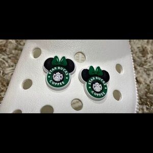 Set of 2 Disney Minnie Mouse Starbucks Charms for shoes or bracelet NWT